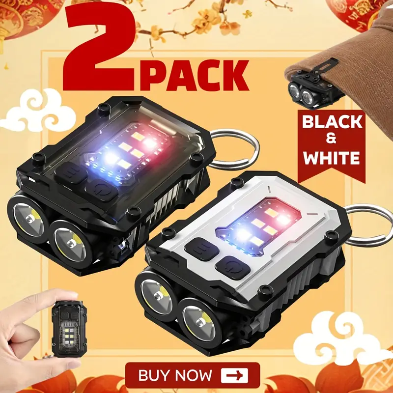 Fishing Light - クリップオン懐中電灯 充電式ミニ EDC キーチェーントーチ、コンパクトポケット COB フラッシュライト