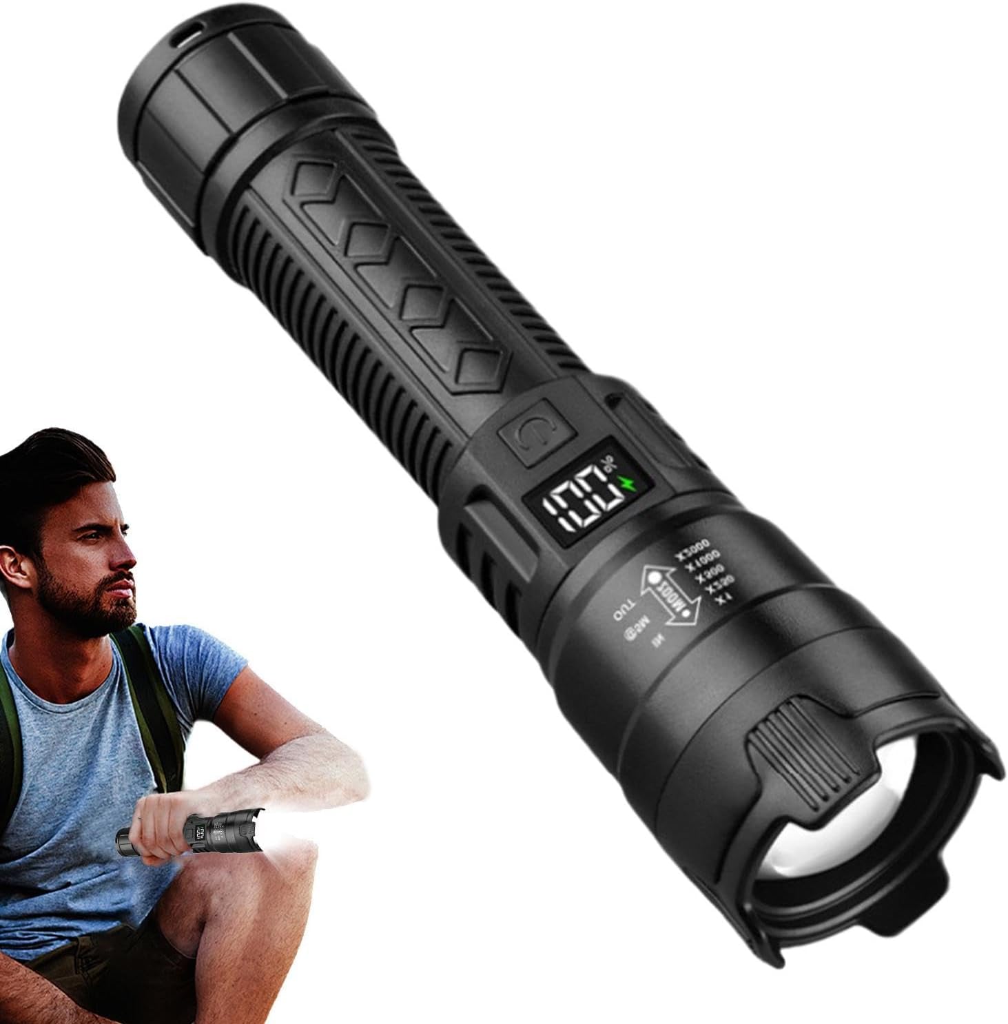 Fishing Light - 戦術的な LED 懐中電灯 2000LM USB 充電式防水グレードズームトーチ明るいポータブル緊急ライトキャンプ屋外用
