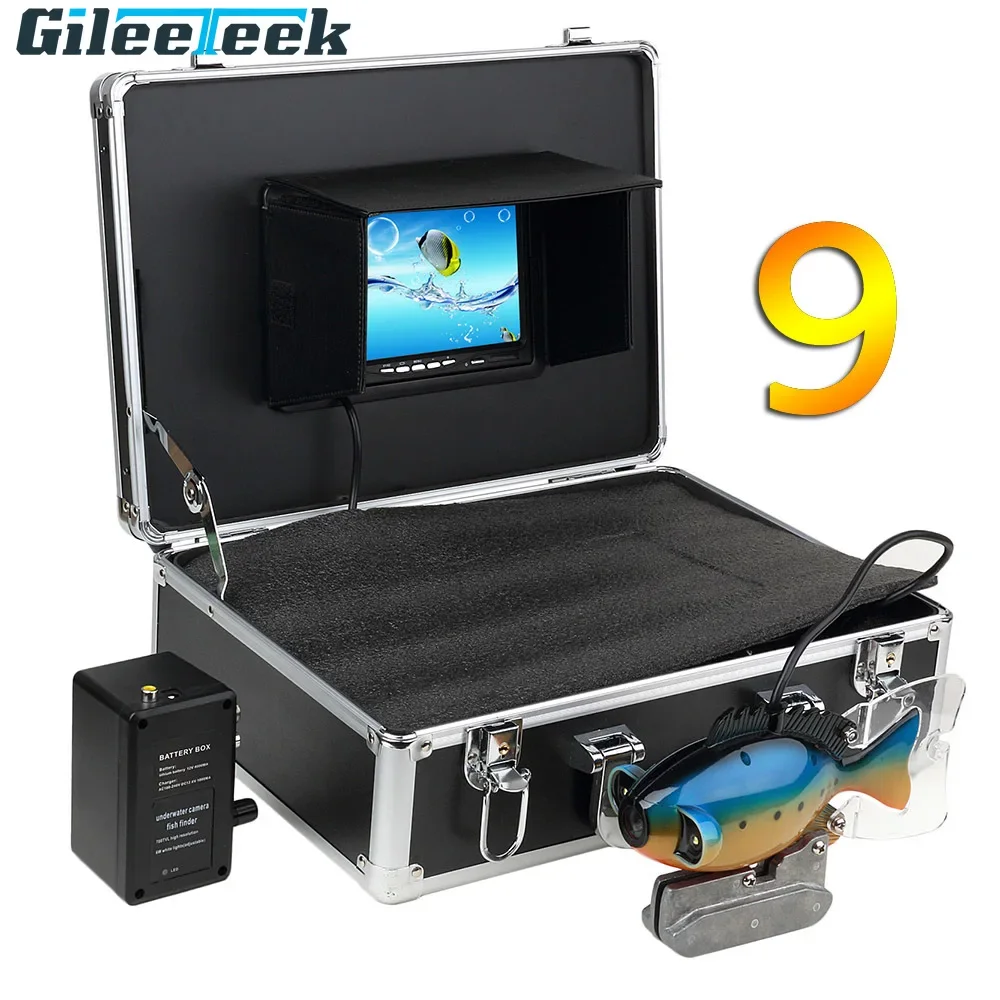 Fish Finder Case - SY801 完全防水水中魚群探知機監視システム、9インチTFTカラーLCDスクリーンとナイトビジョンLEDポータブルケース付き