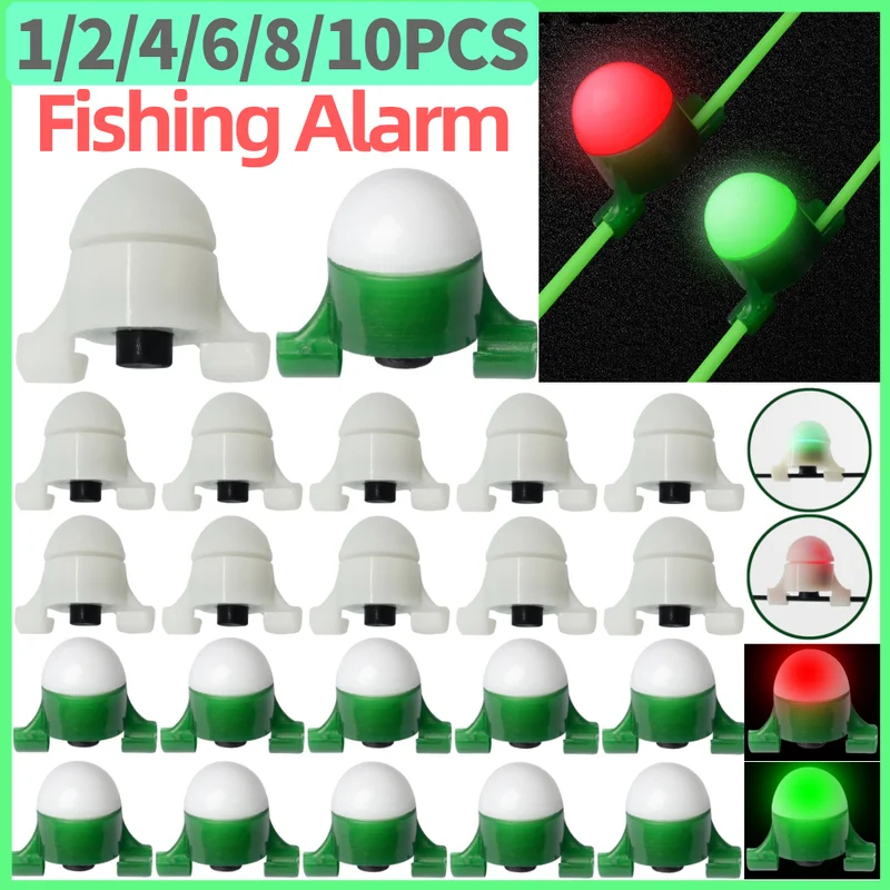 Fish Alarm - 2-8個入り LEDナイトフィッシングアラームライト 釣り竿先端クリップベル スマートリマインダー バイトアラーム 屋外昼夜釣り用