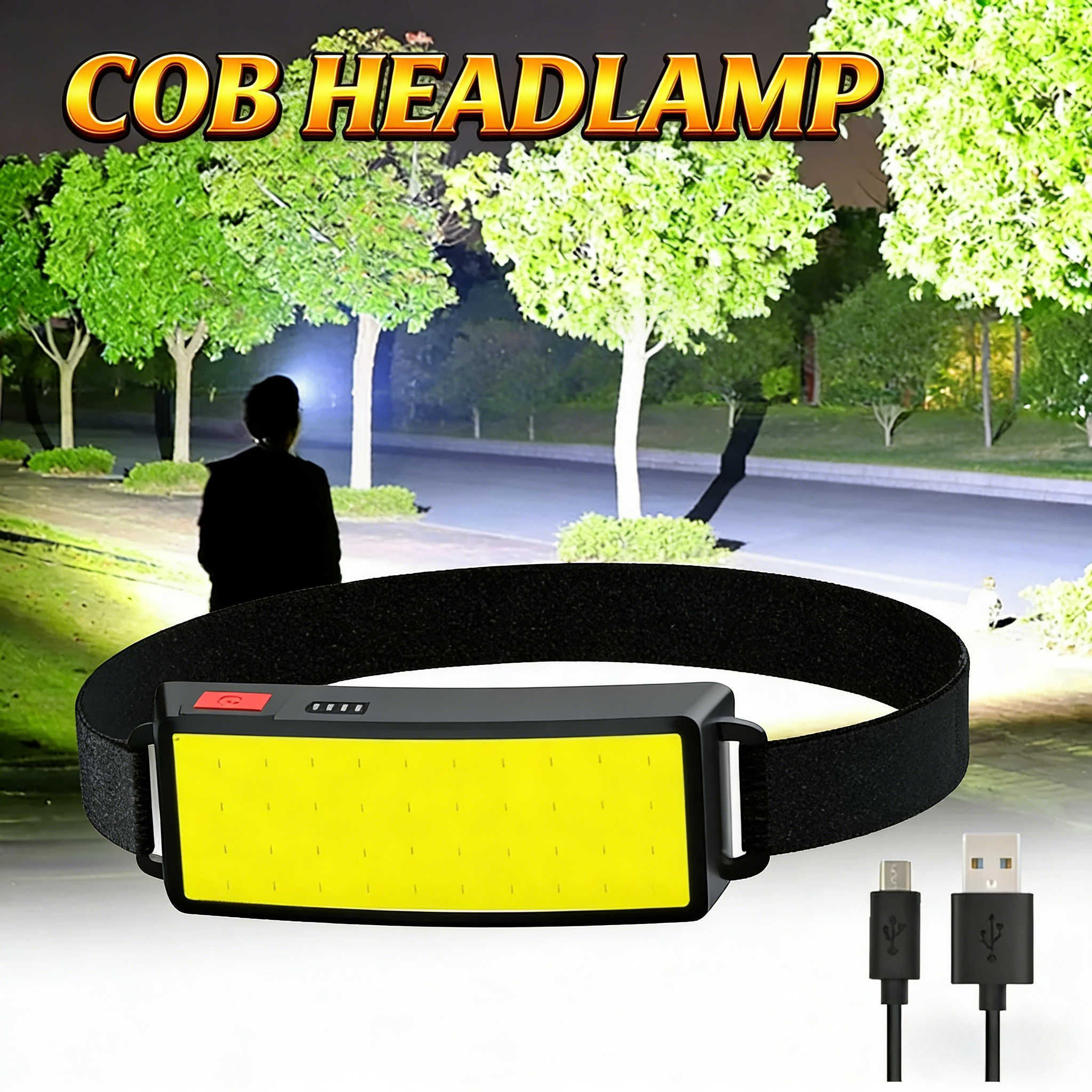 Fish Finder Battery - COB ポータブル LED ヘッドライト屋外ヘッドライト内蔵バッテリー USB 充電式ヘッドランプキャンプ釣り登山ランタン