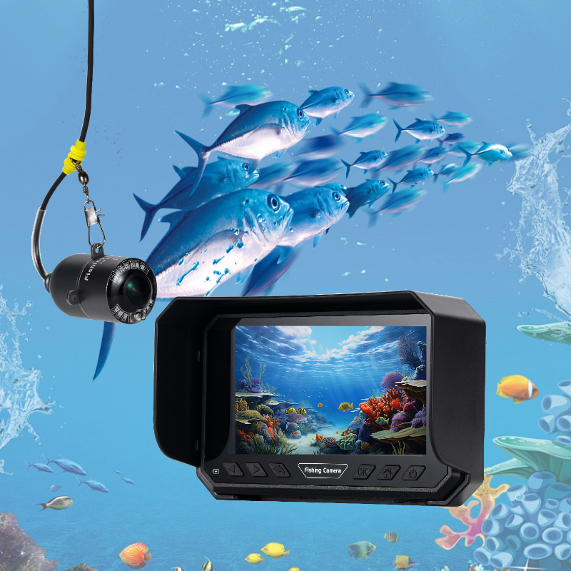 Fishing Camera - 5インチ水中釣りカメラ、1080PフルHDビデオ録画、リアルタイム深度および温度モニタリング、IP66、8000mAh充電式
