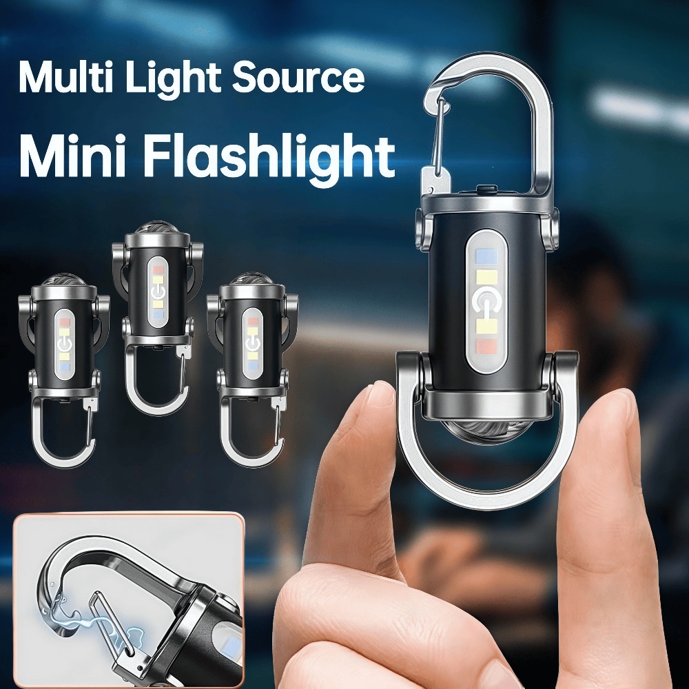 Fishing Light - ポータブルキーホルダーライトミニキーリング懐中電灯充電式防水ポケットCOBワークランプ屋外ハイキング屋外釣り用