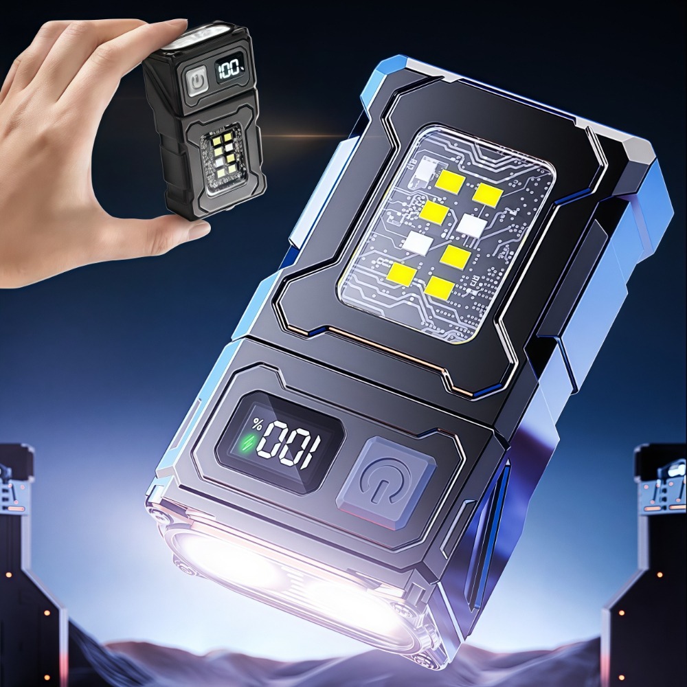 Fishing Light - 充電式ミニLED懐中電灯、マグネットクリップ付き作業灯、キーホルダーライト、ポケットEDCトーチ、アウトドアキャンプ、ハイキング、釣り用