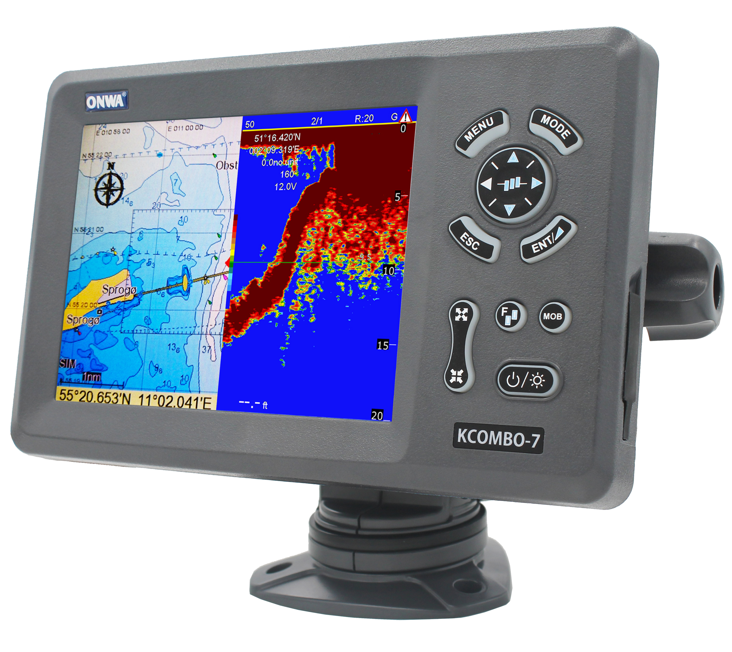 Fish Finder - ONWA KCombo-7 7インチマリンGPS魚群探知機コンボトランスデューサーカラーLCD GPSプロッターコンボ（魚群探知機GPS +魚群探知機付き）