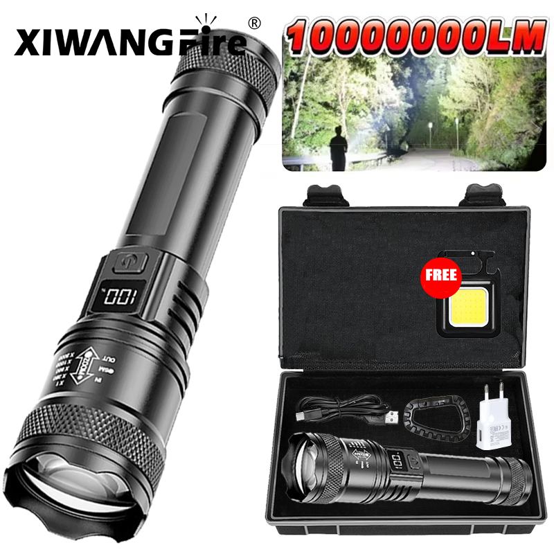 Fishing Light - 超高輝度 LED 懐中電灯 2000LM Type-C 充電式長距離ズーム戦術トーチ屋外緊急キャンプ釣りランタン