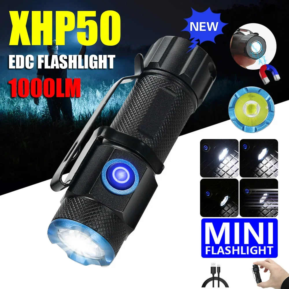 Fish Finder Battery - 20 ワット超高輝度 P50 LED 懐中電灯ミニ充電式テールマグネット付き 16340