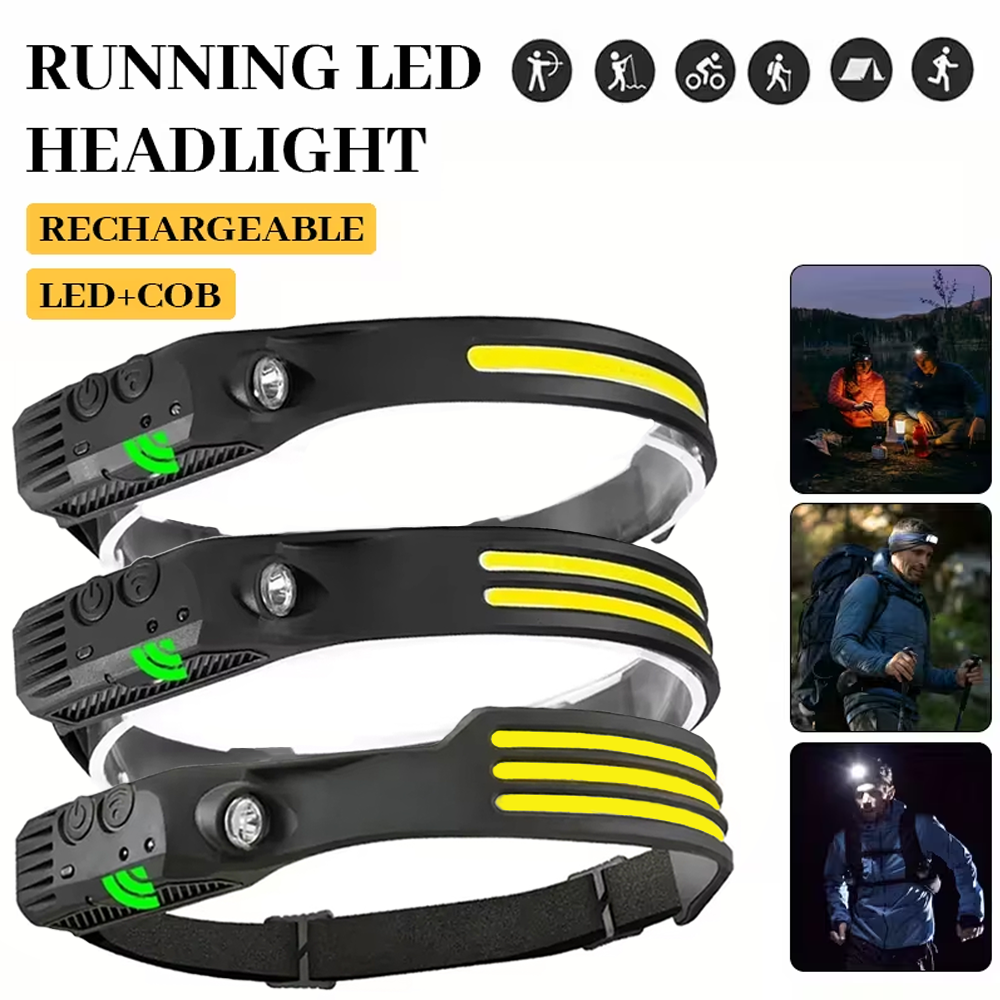 Fish Finder Battery - COB LED 誘導ヘッドランプ USB 充電式ランプ 内蔵バッテリー付き