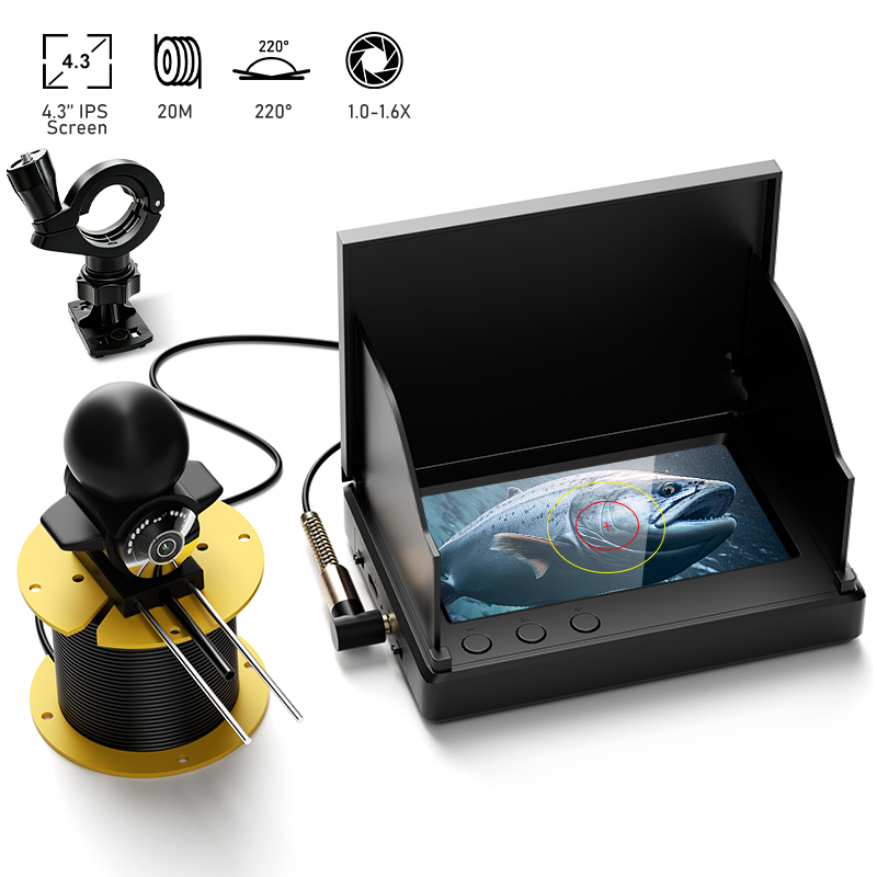 Fishing Camera - ナイトビジョン付き釣り用カメラ 4.3インチスクリーン 20M水中魚群探知機 防水フィッシャーマンカメラ 氷/海/川釣り用