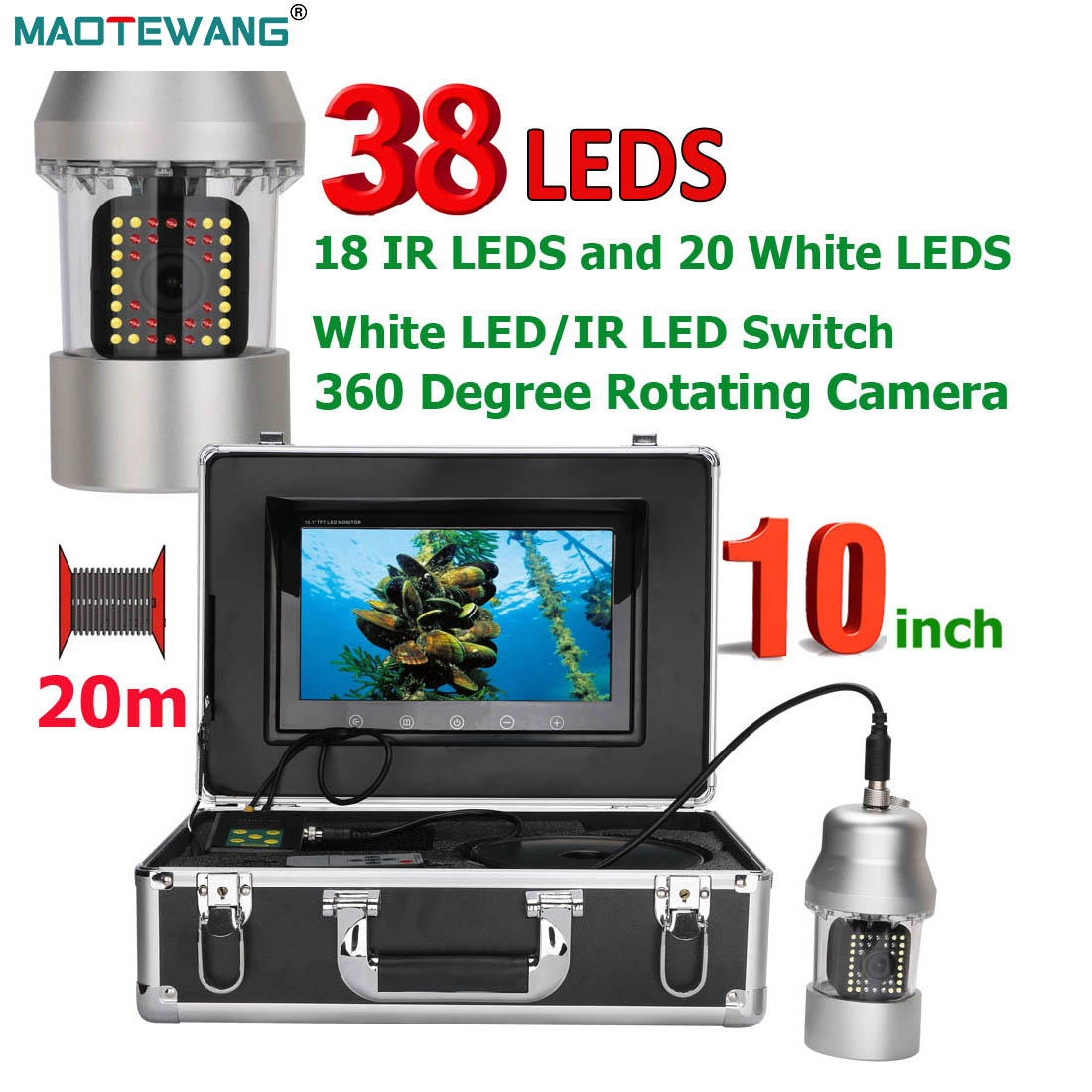 Mapotwang-水中釣りビデオカメラ、魚群探知機、IP6 - Fish Finder Cable のレビューと価格