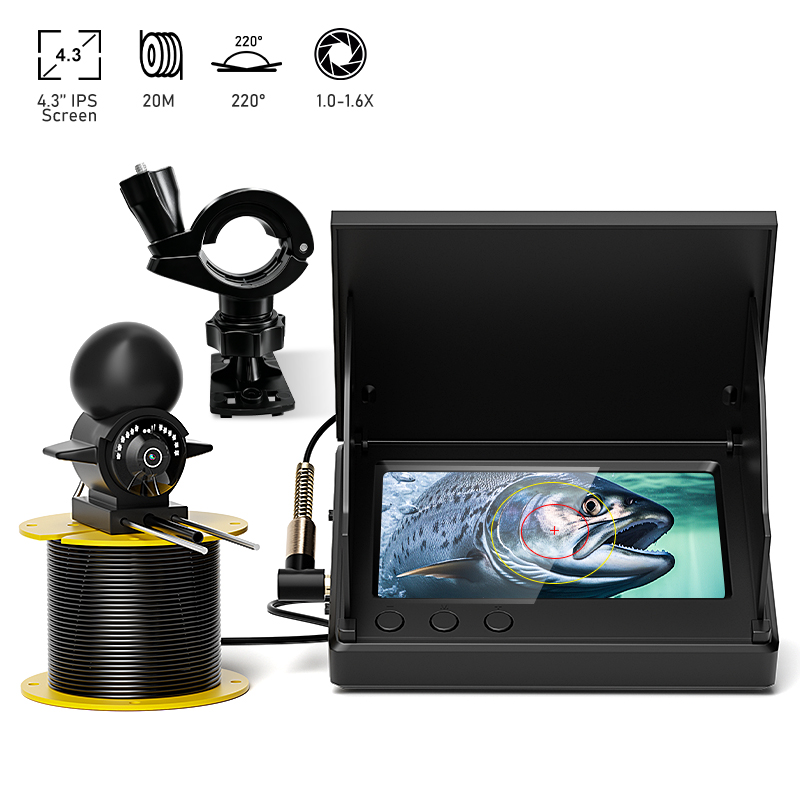 4.3インチLCDポータブル魚群探知機、20m水中カメラ、水 - Fishing Camera のレビューと価格