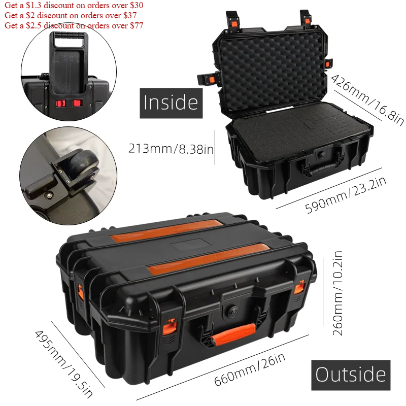 大容量ツールボックス（ホイール付き）プロ用工具箱ハードケース - Fish Finder Case のレビューと価格