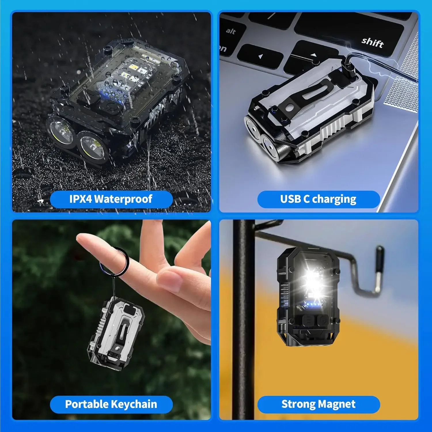 クリップオン懐中電灯 充電式ミニ EDC キーチェーントーチ - Fishing Light のレビューと価格