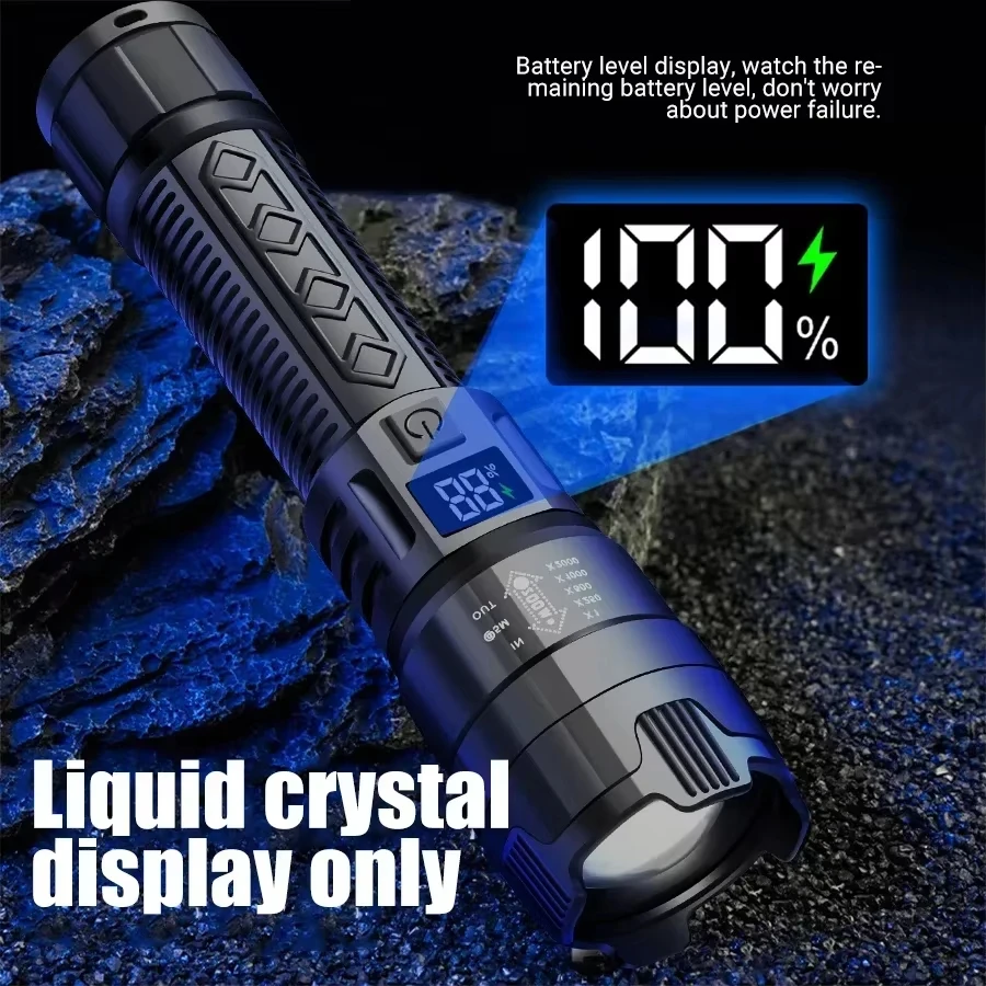 戦術的な LED 懐中電灯 2000LM USB 充電式防水 - Fishing Light のレビューと価格