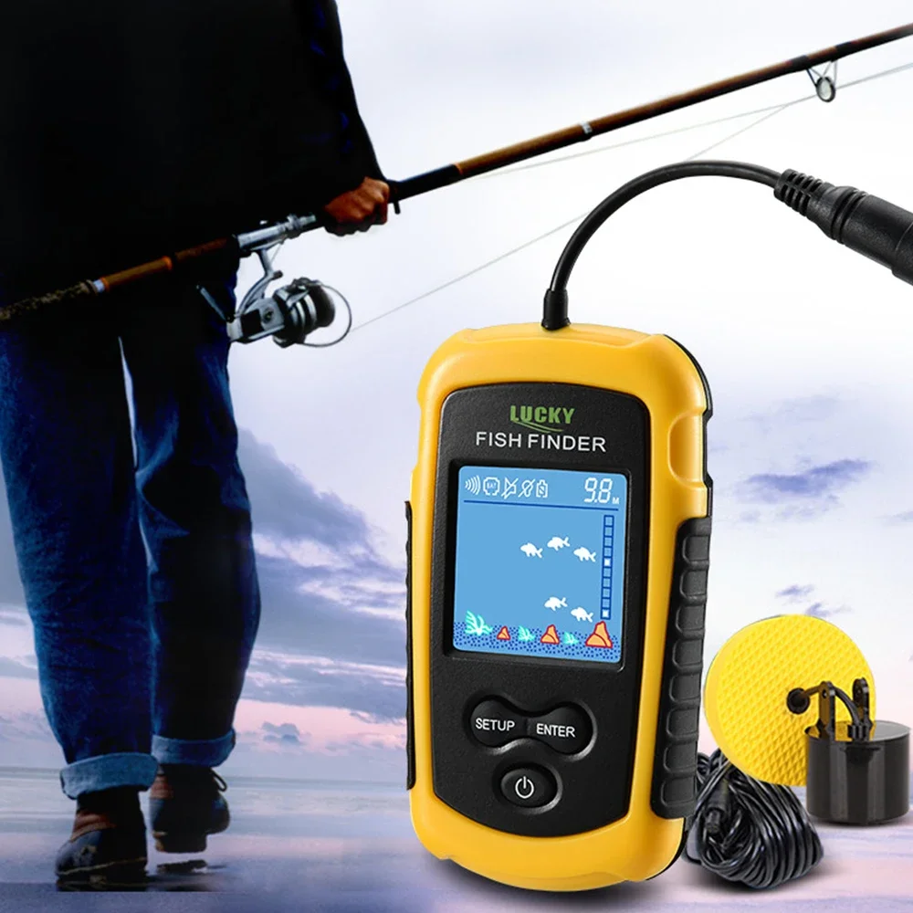 ラッキー液晶カラースクリーンポータブル有線魚群探知機 100 - Fish Finder Cable のレビューと価格