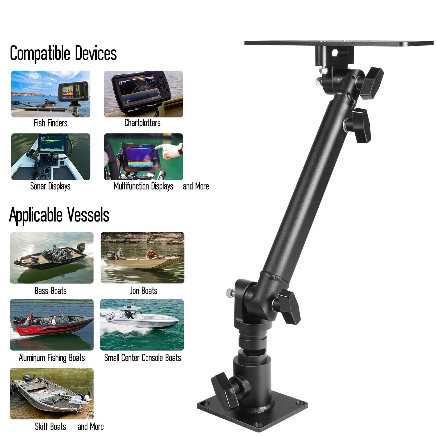 マリンアルマイト処理済みアルミニウムモニターマウント（350 - Fish Finder Mount のレビューと価格