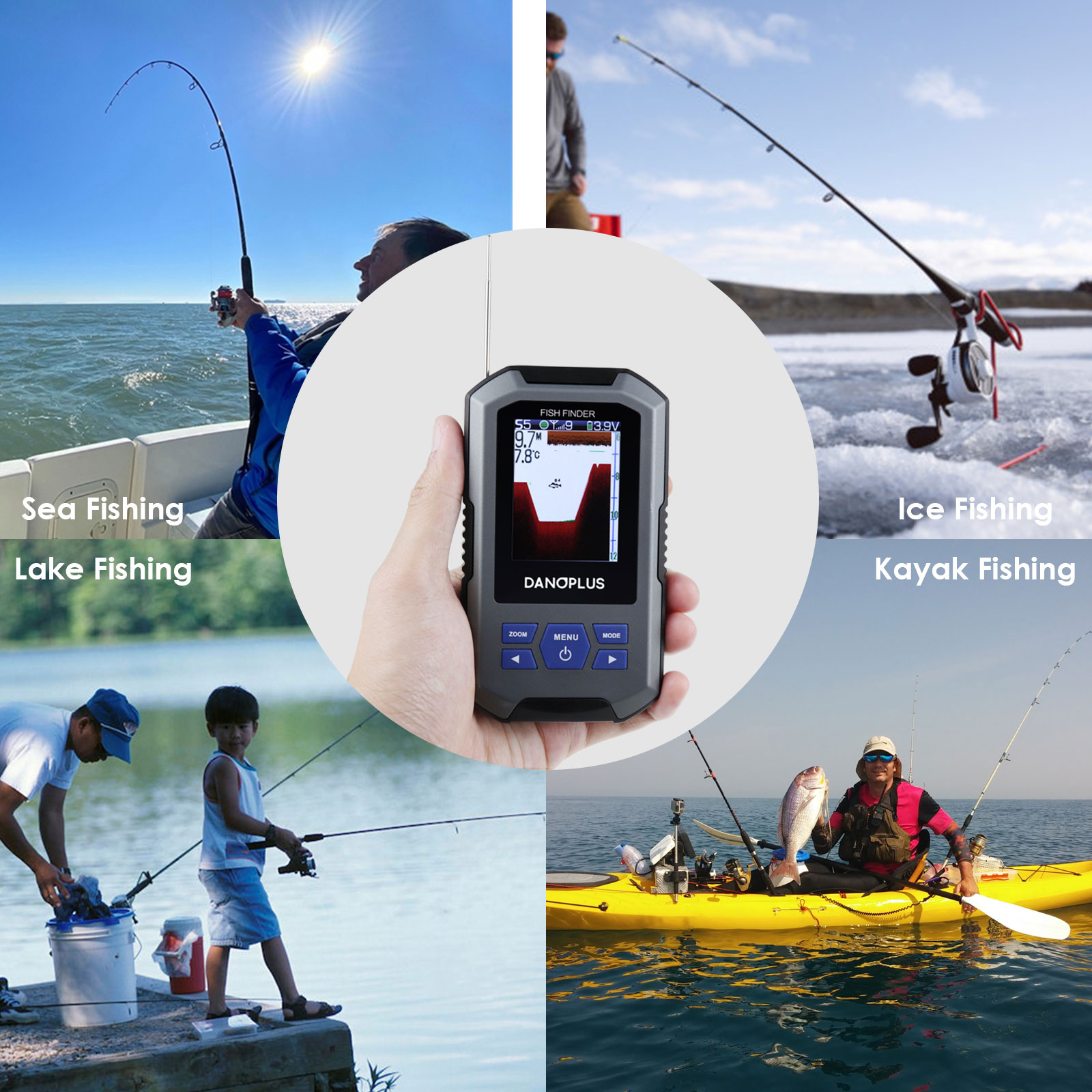 魚群探知機 ワイヤレスソナーセンサー 水深45メートル（14 - Fish Finder のレビューと価格