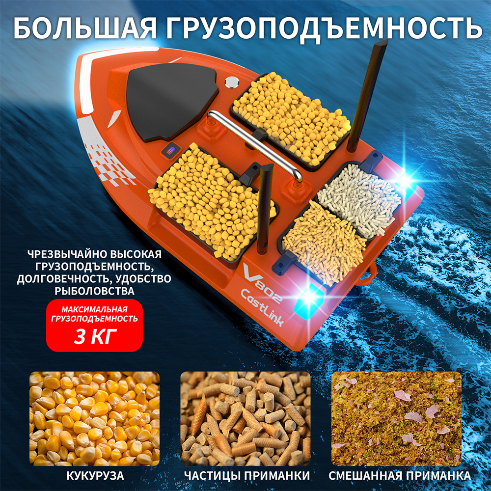 デュアルアンテナRCベイトボート、4つの餌入れ、フックリリー - Fish Finder Cable のレビューと価格