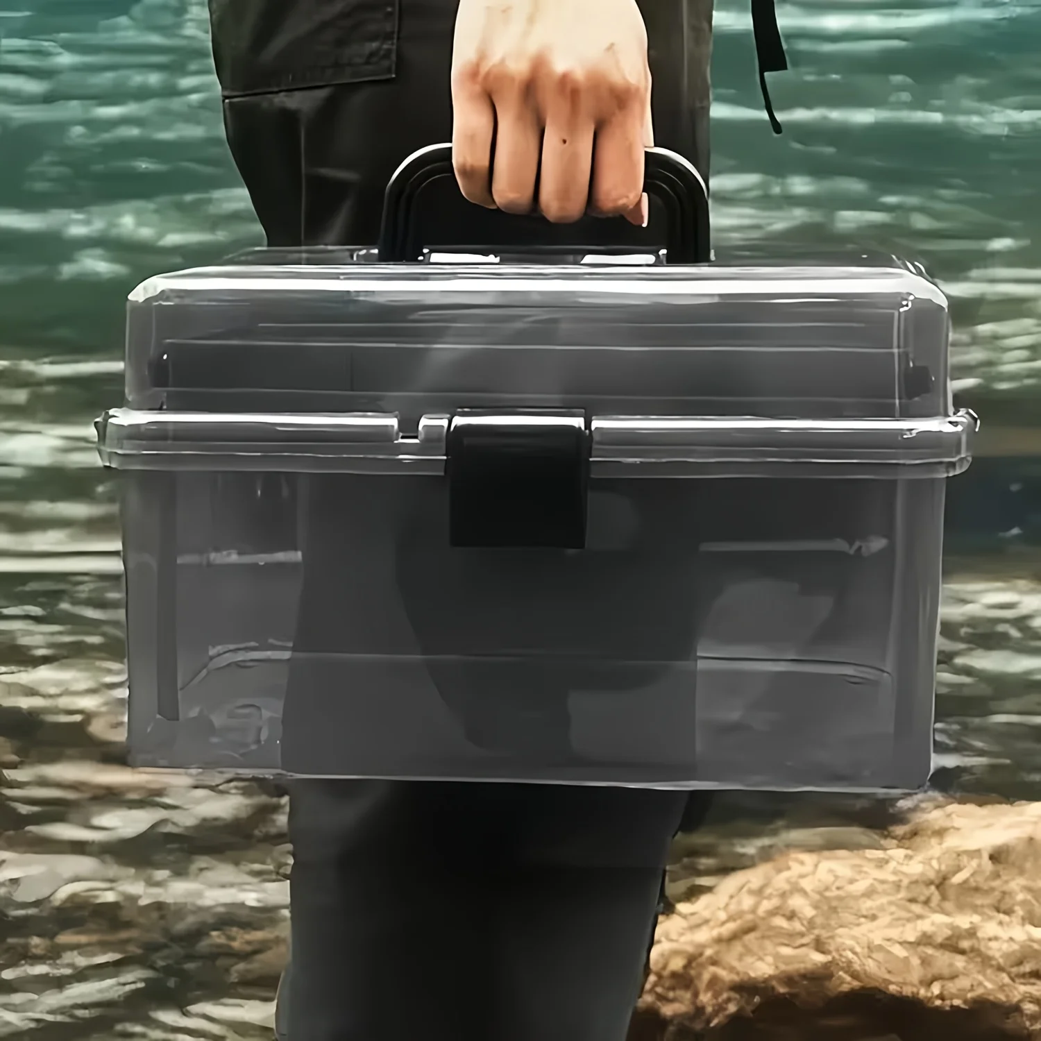 耐久性のあるPE製釣り道具箱 |   大容量、黒色透明デザイ - Fish Finder Case のレビューと価格