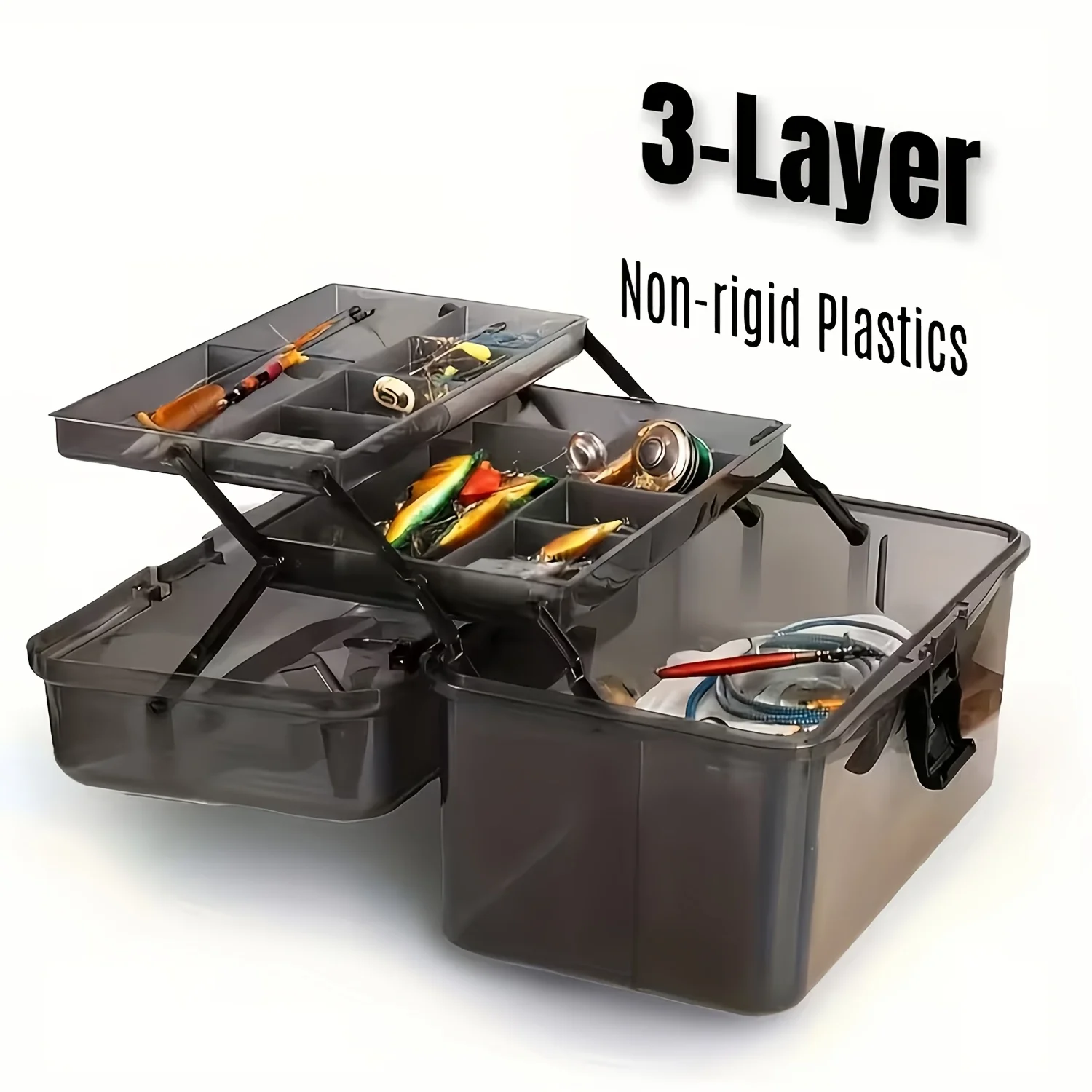 耐久性のあるPE製釣り道具箱 |   大容量、黒色透明デザイ - Fish Finder Case のレビューと価格
