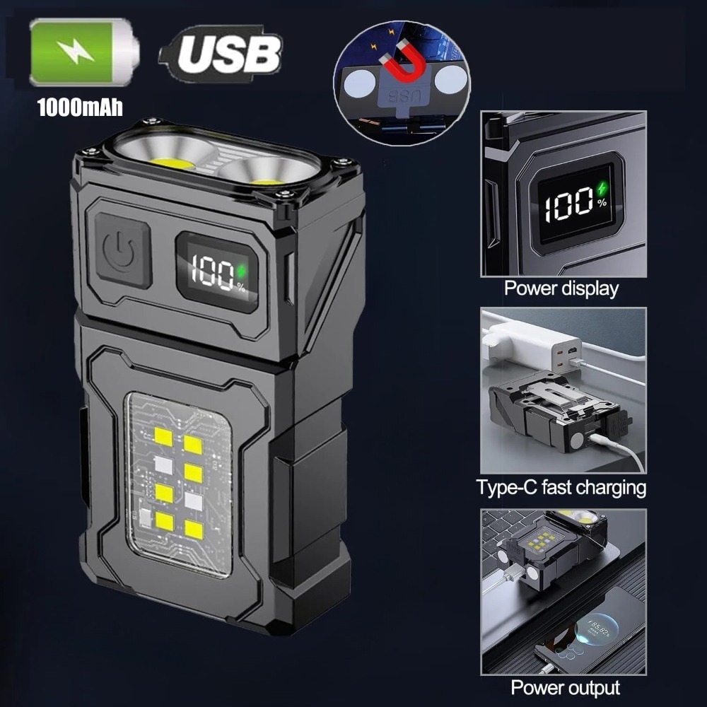 180 °   回転可能なLED懐中電灯USB充電式キーホル - Fishing Light のレビューと価格