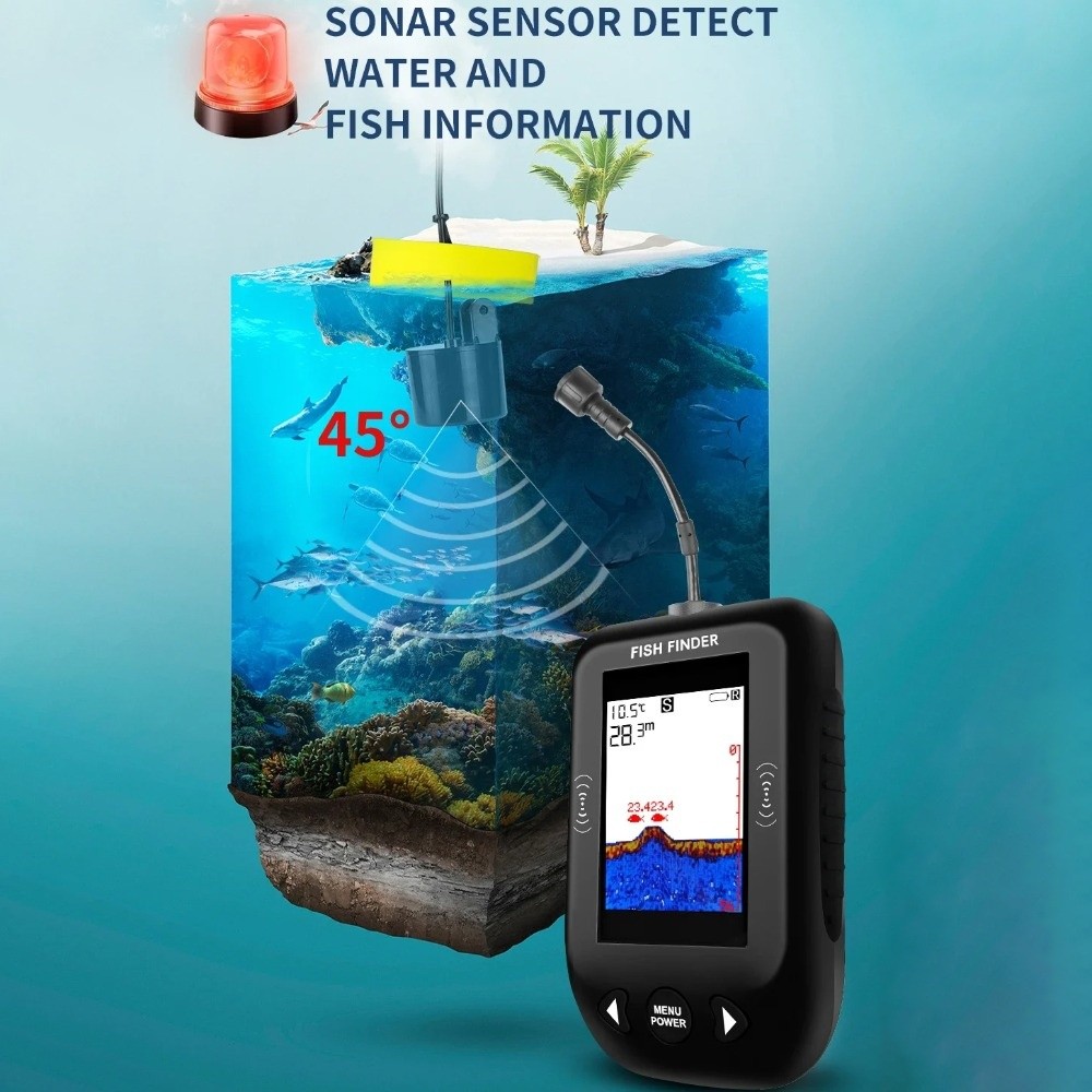45度XF03魚群探知機LCDディスプレイワイヤーデザインポ - Fish Finder Portable のレビューと価格
