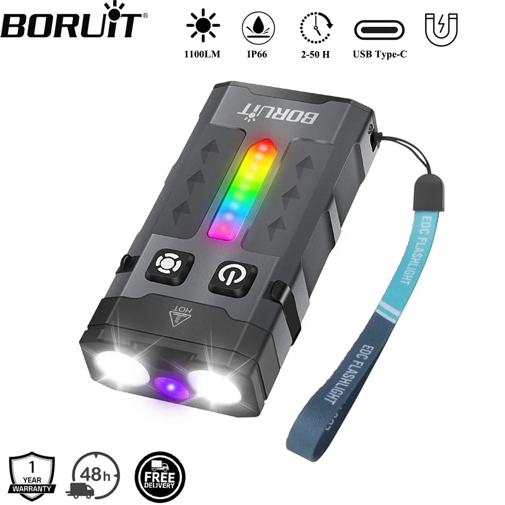 BORUiT EV20 1100LM EDC UVキーホルダ - Fishing Light のレビューと価格