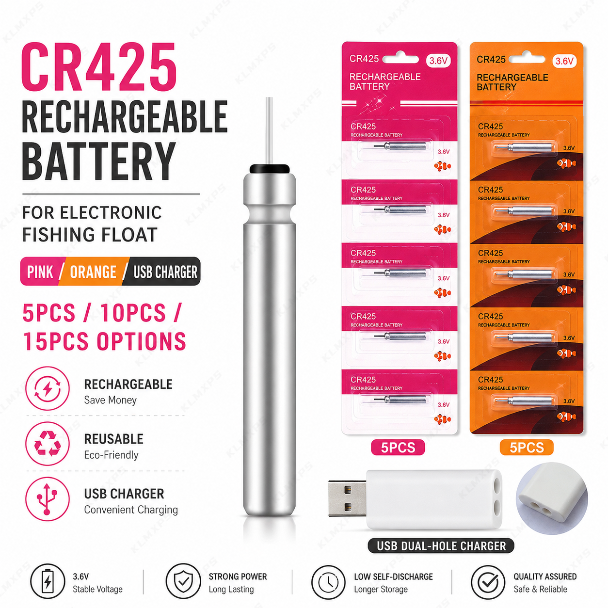 CR425 充電式バッテリー 電子釣り用フロート 夜釣り用浮 - Fish Finder Charger のレビューと価格