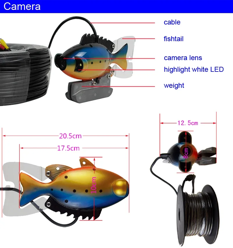 SY801 完全防水水中魚群探知機監視システム、9インチTF - Fish Finder Case のレビューと価格