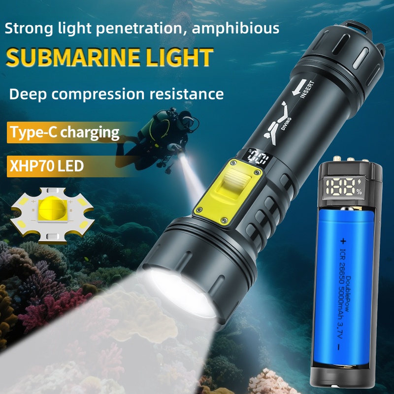 新しい XHP70 ダイビング懐中電灯 IPX8 防水デジタ - Fishing Light のレビューと価格