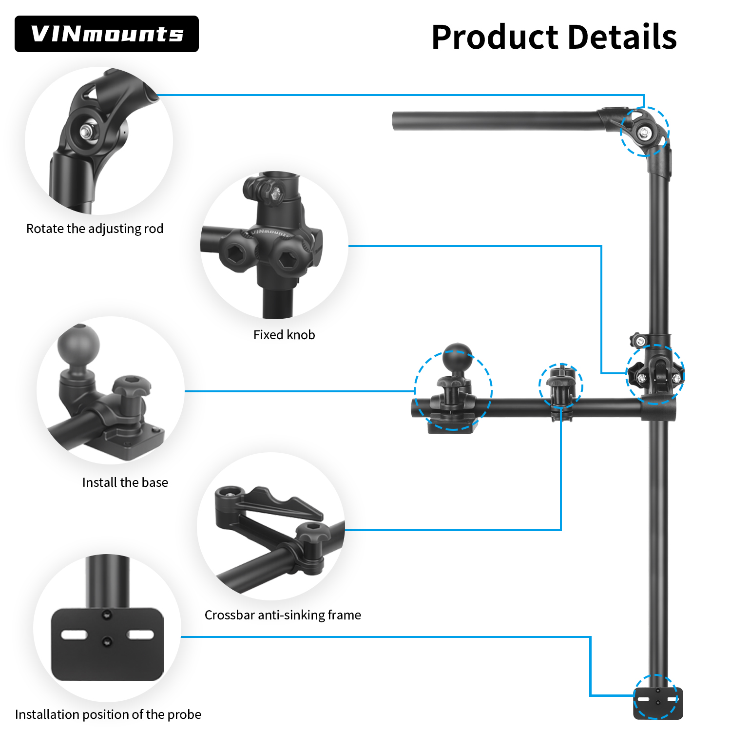 VINmountsLivescope魚群探知機ロッドマウント - Fish Finder Mount のレビューと価格