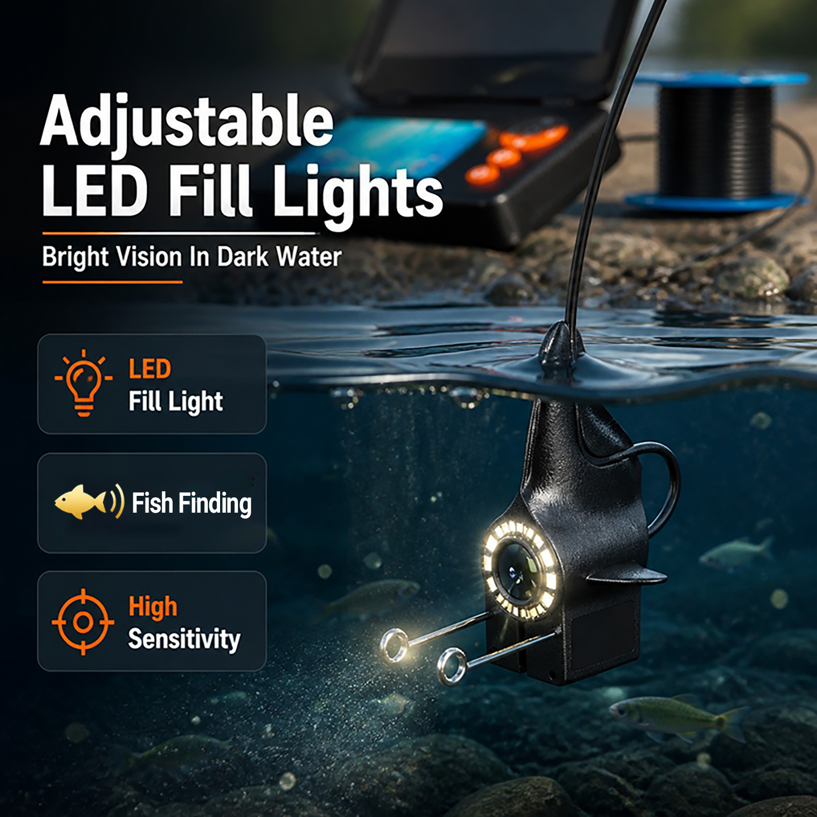 魚群探知機水中カメラ 1080P HDモニター ナイトビジョ - Fishing Camera のレビューと価格