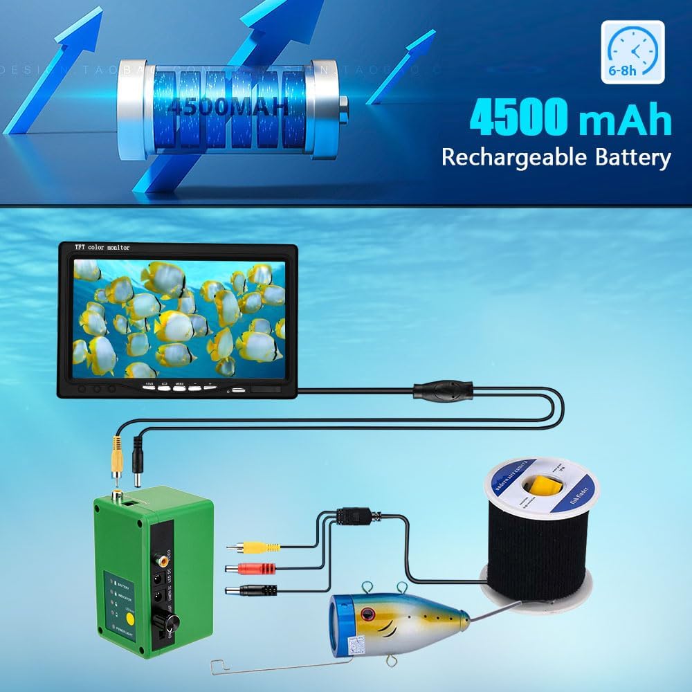水中釣りカメラ - 7インチディスプレイ魚群探知機、15個の - Fish Finder Battery のレビューと価格