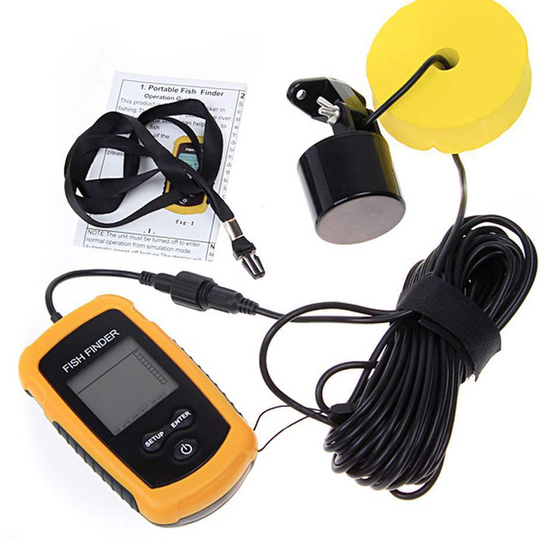 アラーム付き100Mポータブルソナー魚群探知機 ソナー範囲エ - Fish Finder Transducer のレビューと価格