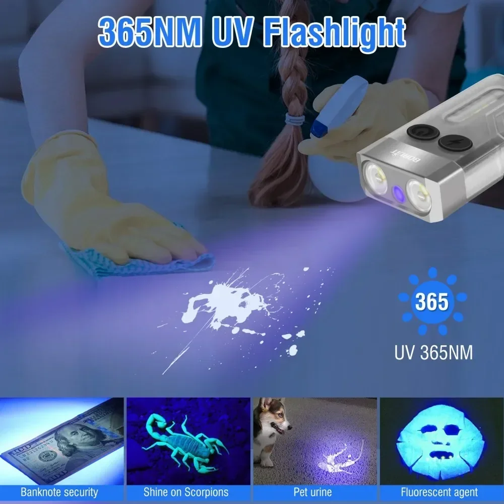 BORUiT V10 キーホルダー UV LED EDC 蛍 - Fishing Light のレビューと価格