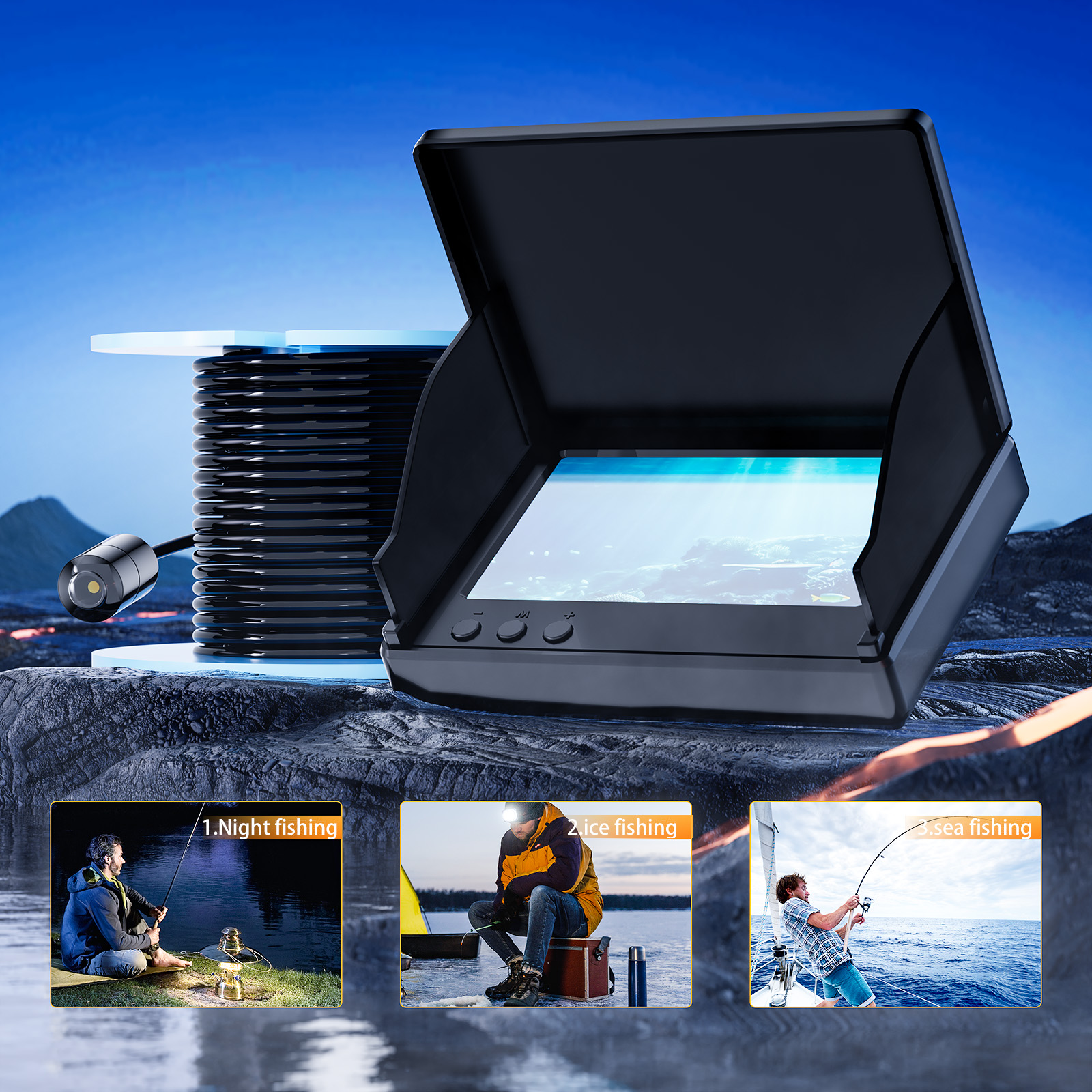 4.3インチ水中カメラ 15/30m釣り用カメラ ビジュアル - Fishing Camera のレビューと価格