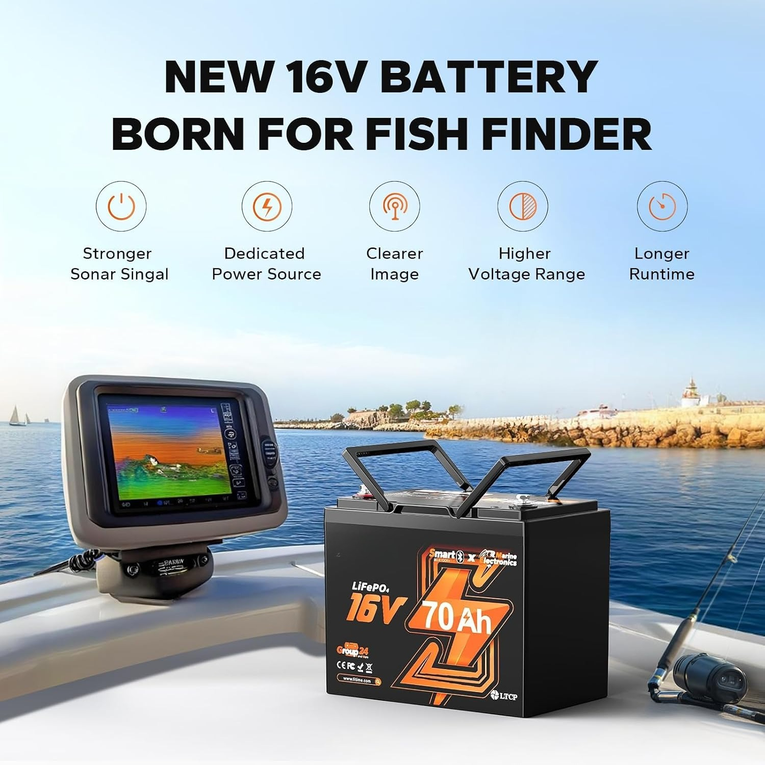 16V 70Ah リチウム魚群探知機用バッテリー（10A充電 - Fish Finder Battery のレビューと価格