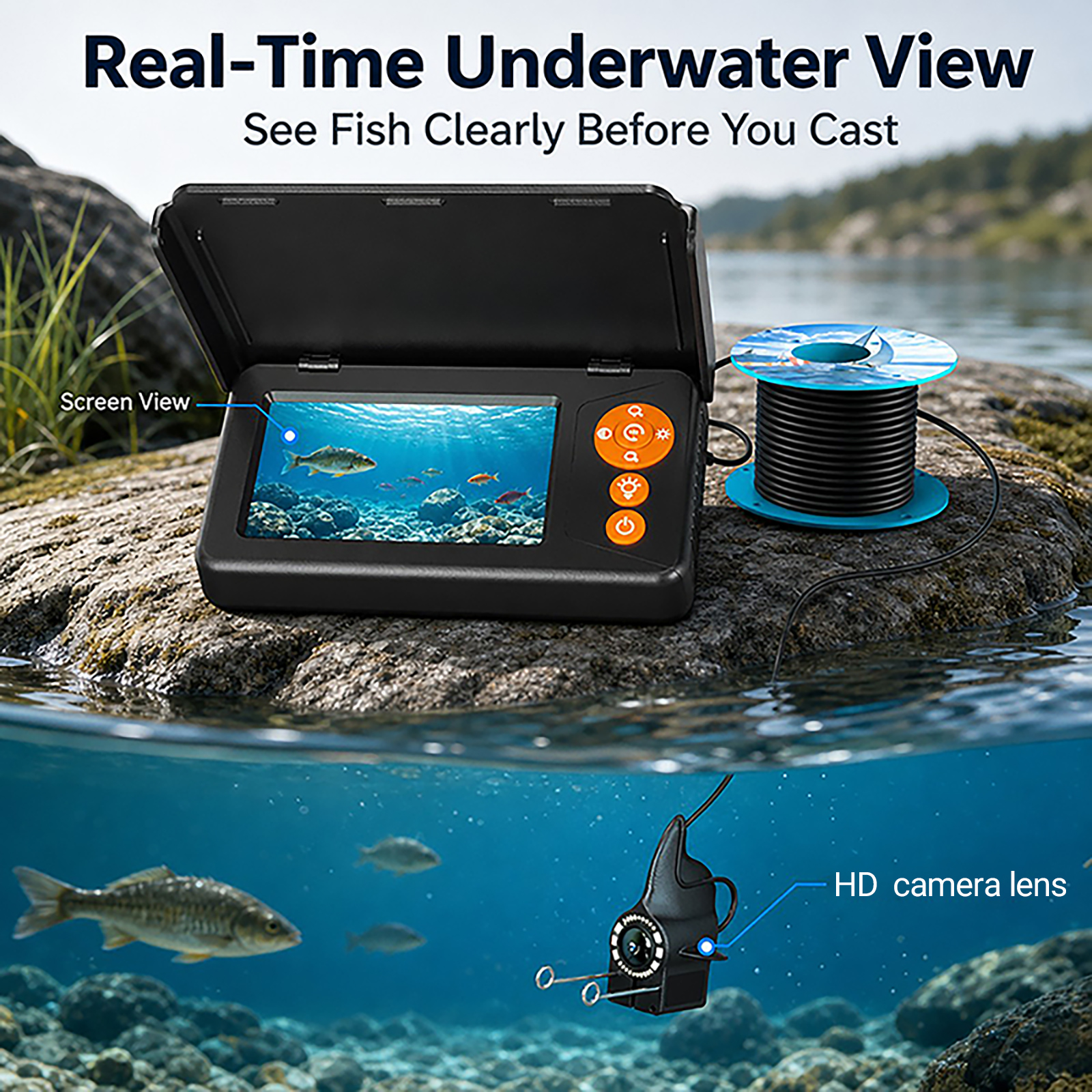 1080P HD水中カメラ魚群探知機モニター暗視深度計ソナー - Fishing Depth Finder のレビューと価格