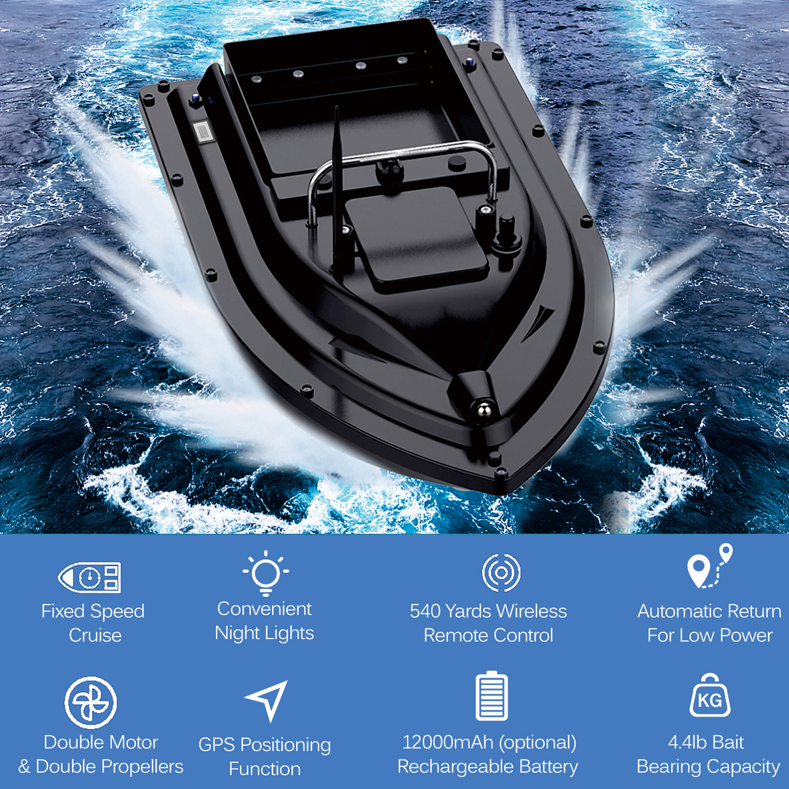 D16E GPS 釣り餌ボート大型餌コンテナ付き自動餌ボート - Fishing Gps のレビューと価格