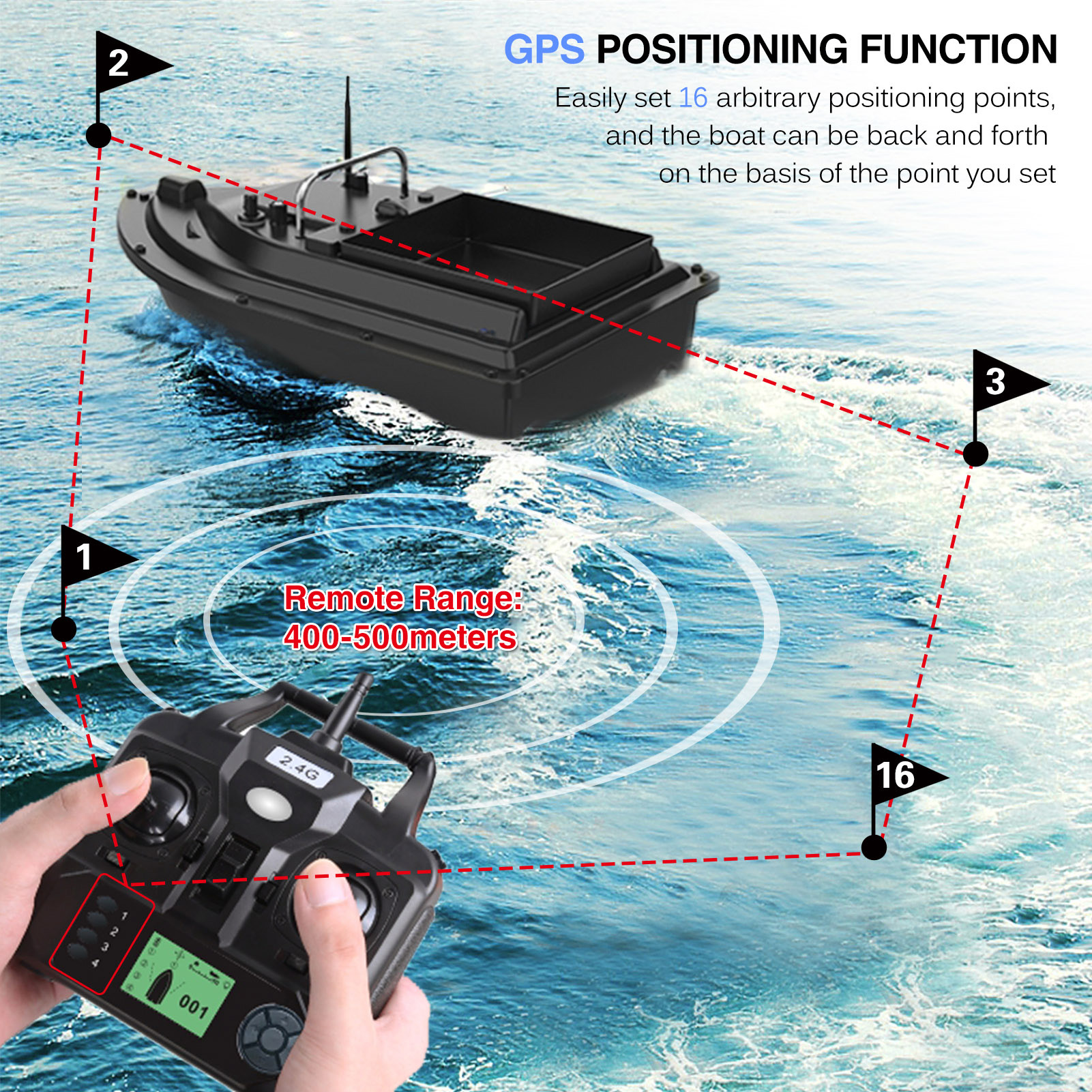 D16E GPS 釣り餌ボート大型餌コンテナ付き自動餌ボート - Fishing Gps のレビューと価格