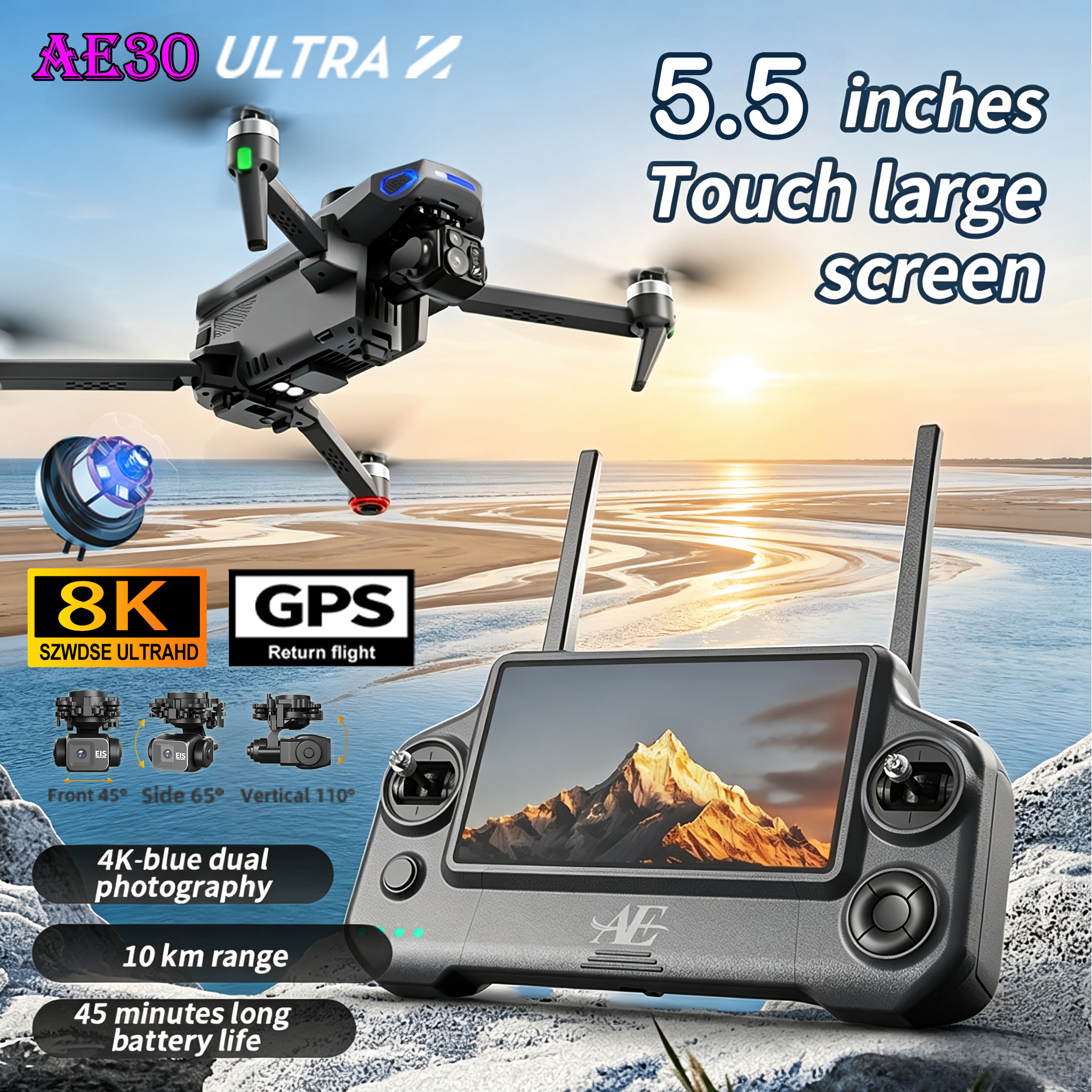 新しい AE30 ウルトラ GPS ドローン 4K プロフェ - Fishing Camera のレビューと価格